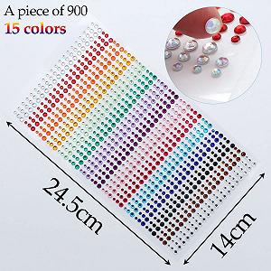 Самоклеящиеся блестящие камни для макияжа, украшения для лица, клеящиеся камни 3 мм, 4 мм, 5 мм (900 штук в упаковке) synthetic.ua - Фото 1