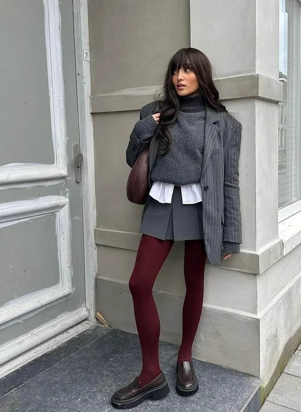 Бордові однотонні щільні бавовняні колготки для дівчини класичні без малюнка, фото №3