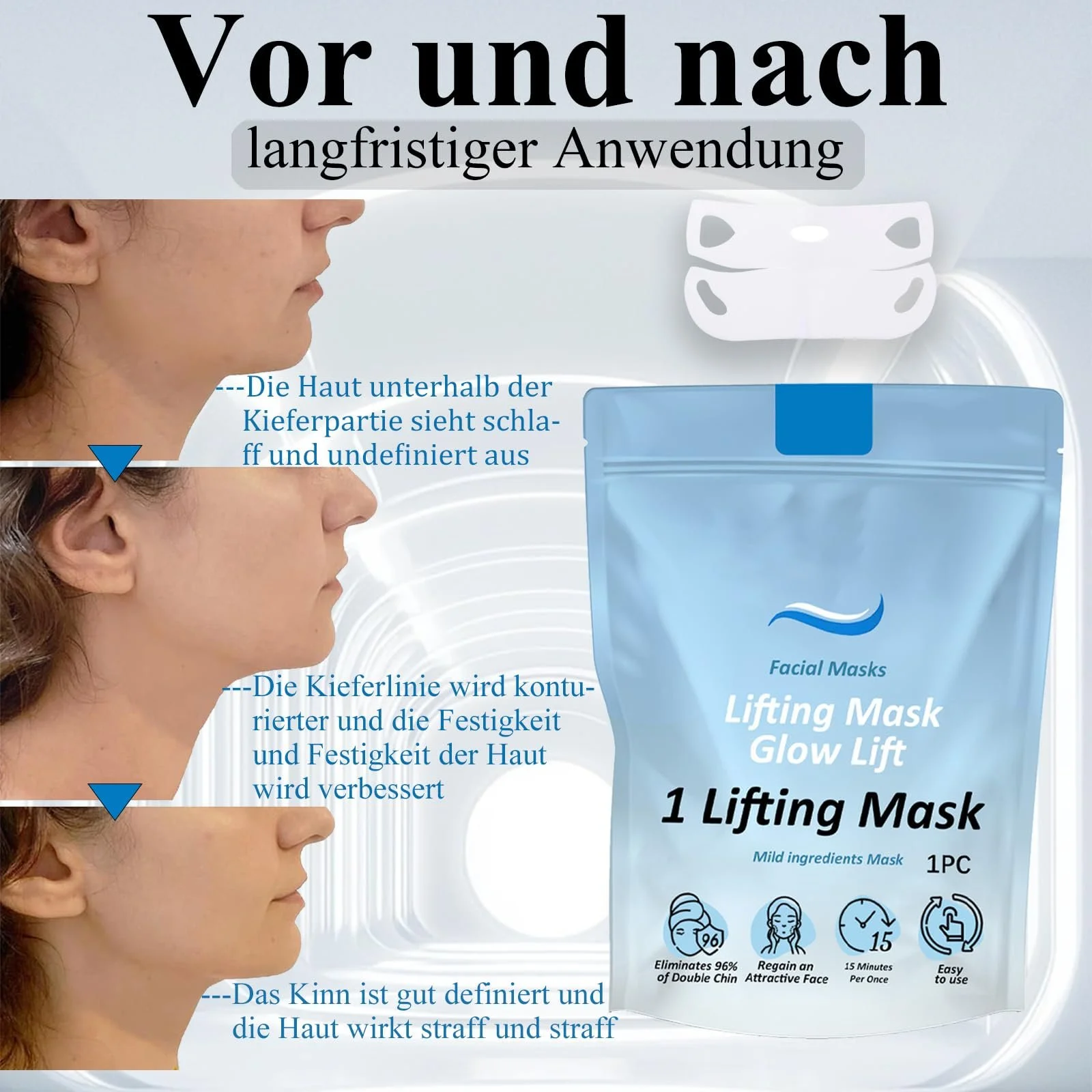 Маска для обличчя Soleneva V-line гіалуронова 6 шт, фото №4