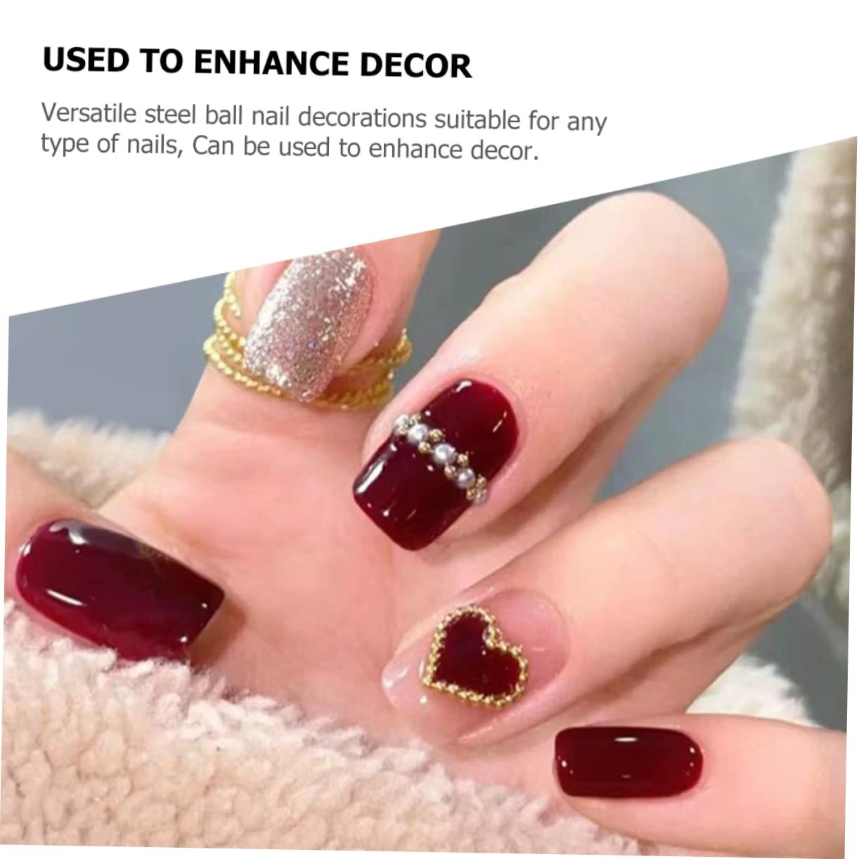 Ікра для нігтів Кульки зі сталі 4 коробки Мікс 3d Круглі, фото №3