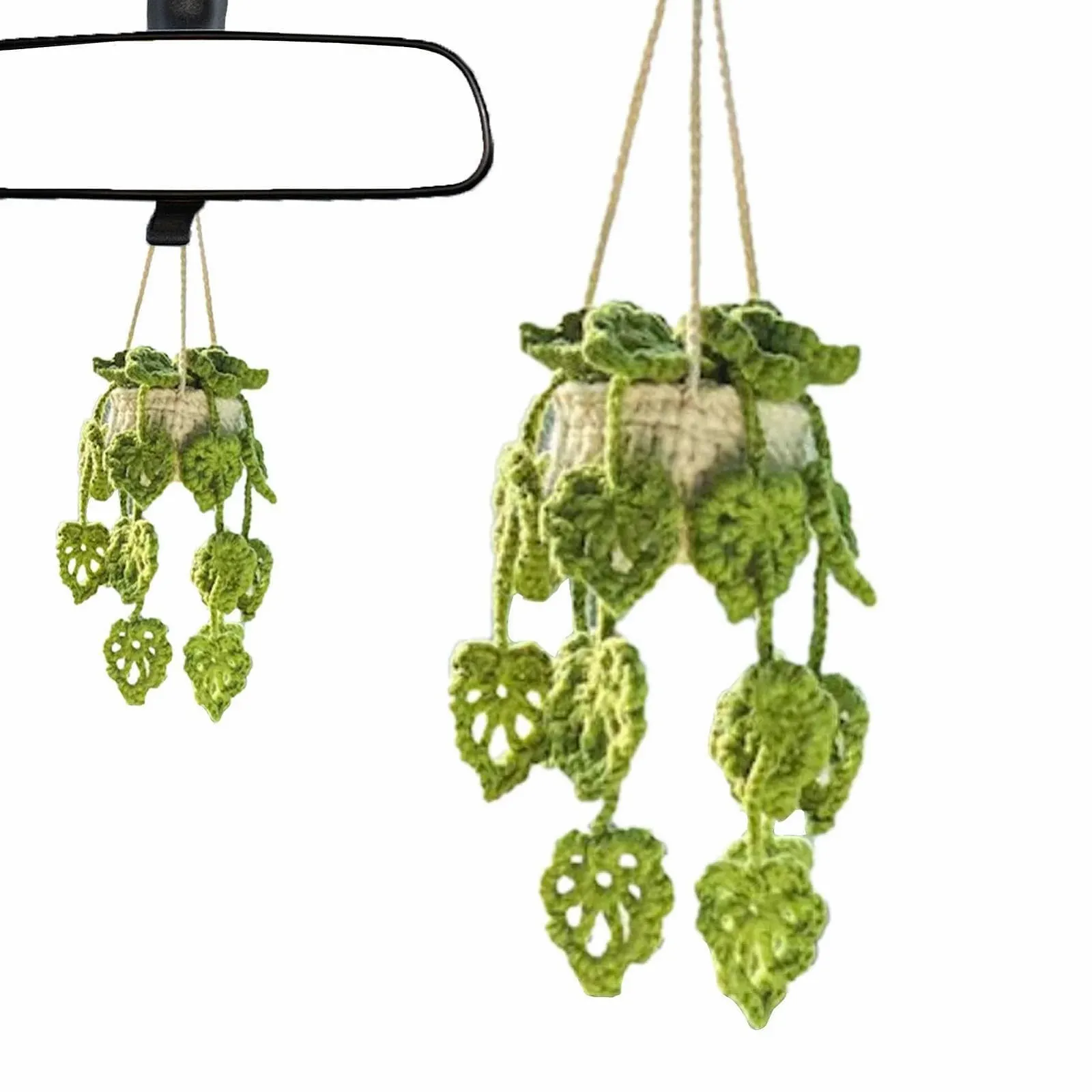 Подвесное украшение в автомобиль Crochet Plant вязаное в горшке, фото №6