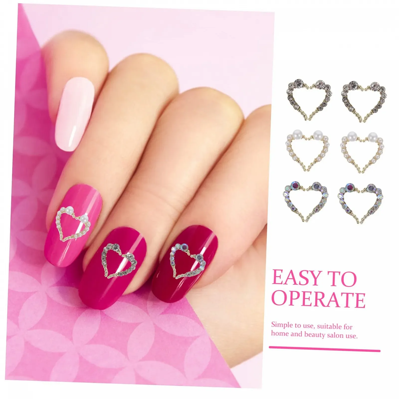 Прикраса для нігтів у формі серця WOONEKY ., фото №4