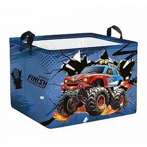 Корзина для игрушек Детская HUUMONSS 3D Car, складная для мальчиков, голубой, 36 л - Фото 1