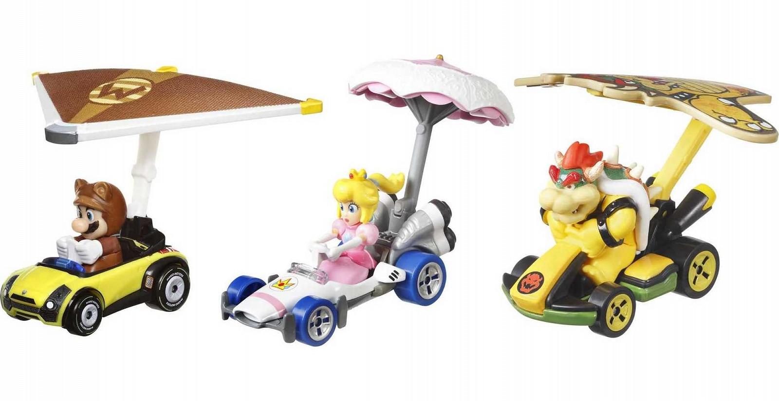 Игрушечные автомобили Hot Wheels Super Mario Kart Glider 3 шт 1:64 Поворотные колеса, фото №3