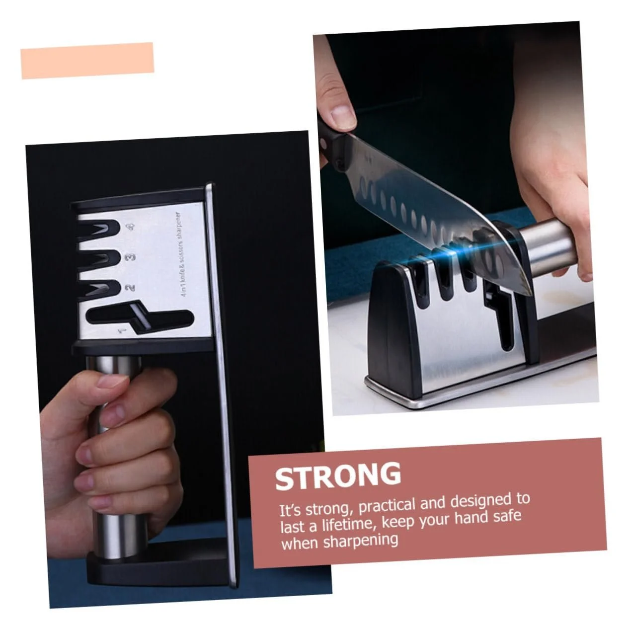 Ручная точилка для ножей TOYANDONA эргономичная нескользящая Серебристый, фото №8