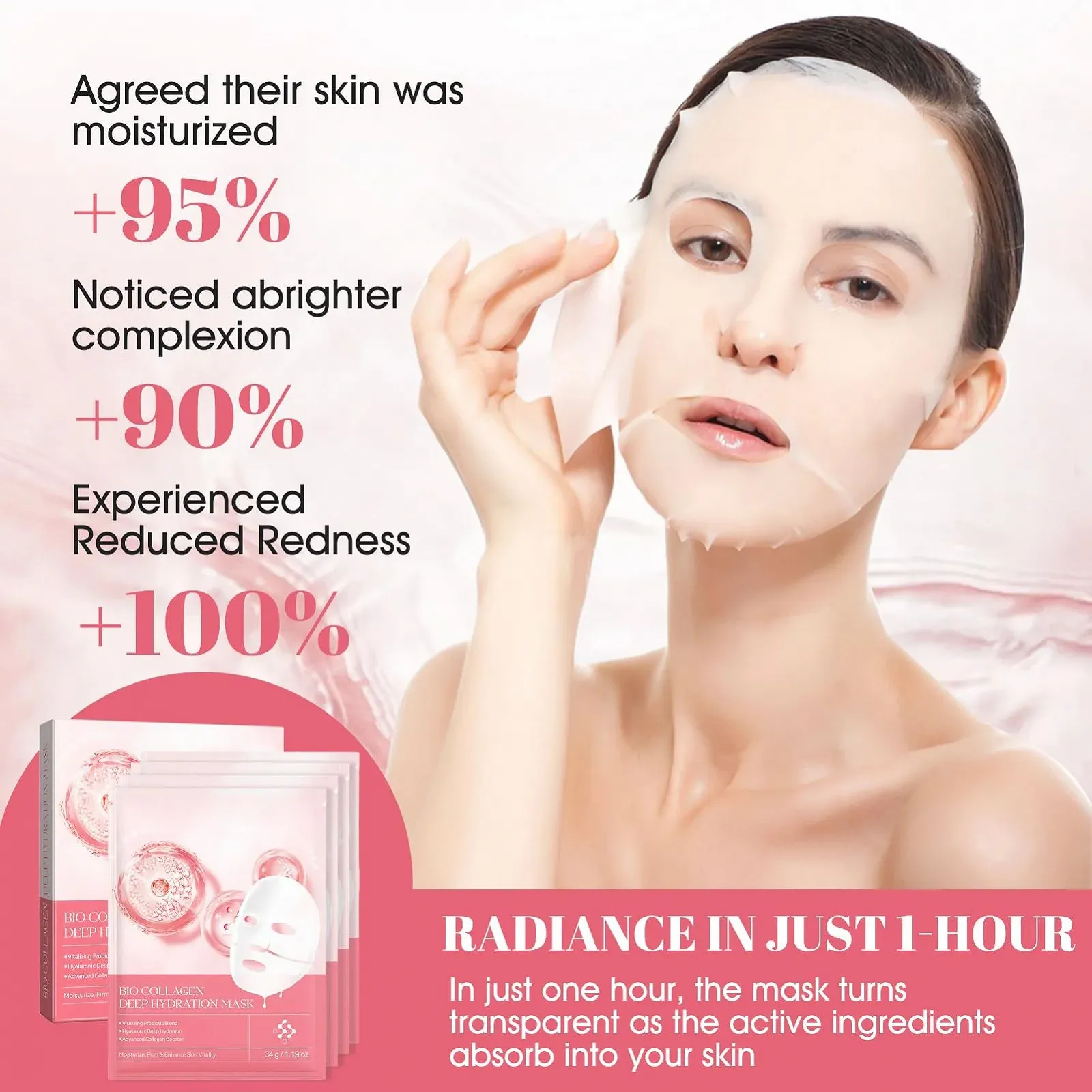 Маска для лица WEILAOK Organic Collagen Real Deep, органическая, коллагеновая, ночная, корейский уход за кожей, уменьшает морщины и тонкие линии, 4 шт, фото №4