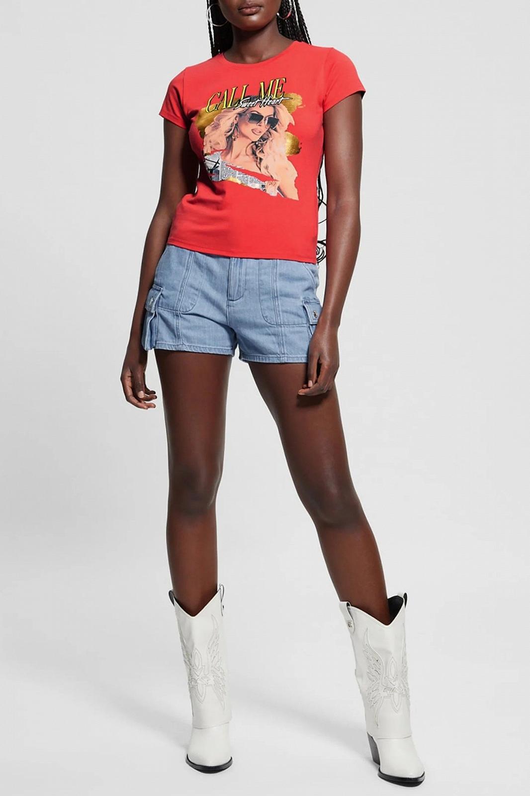 Жіноча футболка Guess Jeans, Червона, S, фото №4