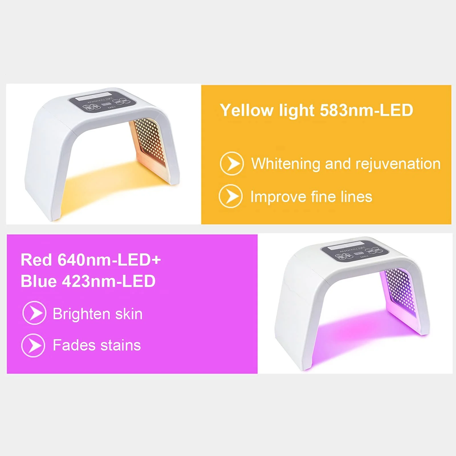 Маска для обличчя Світлодіодна 7 кольорів Photon Light Therapy Догляд за шкірою Салон краси, фото №4