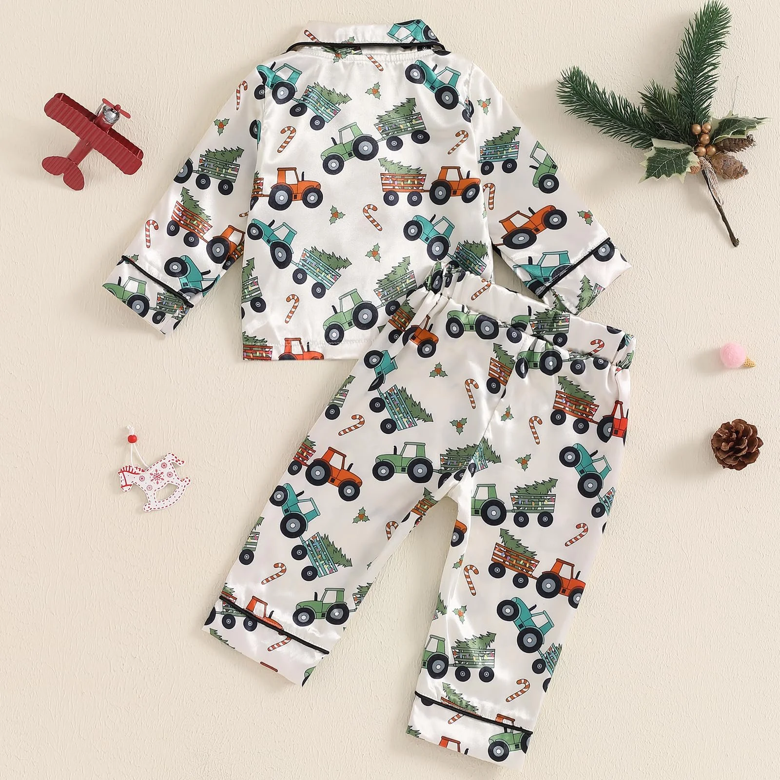 Комплект пижамы CocMouse для мальчиков, новогодняя тематика, шелк, фото №4