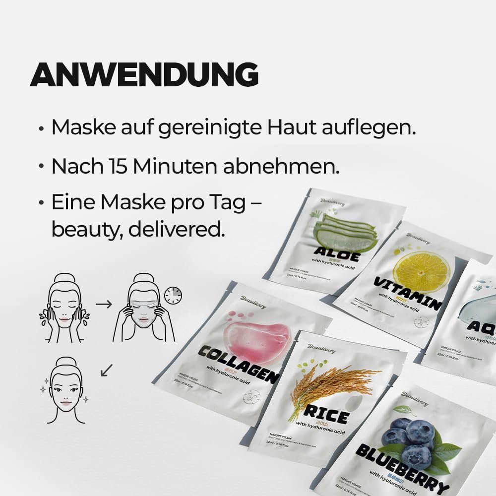 Тканинна маска для обличчя Beaulivery Rice з гіалуроновою кислотою, набір з 10 шт, фото №9