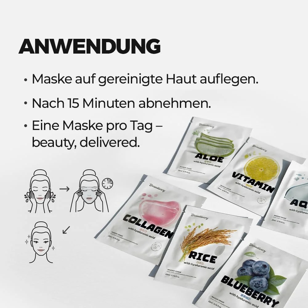 Тканинна маска для обличчя Beaulivery Rice з гіалуроновою кислотою, набір з 10 шт, фото №9