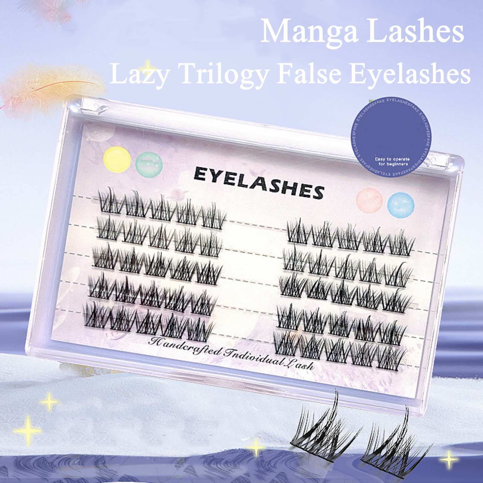 Накладні вії Природний вигляд, Manga Lashes, кластери для нарощування вій своїми руками, 3D ефект, багаторазові 50 кластерних вій, завиті пухнасті рідкісні кластерні вії, товсті колючі аніме вії для косплею, фото №5