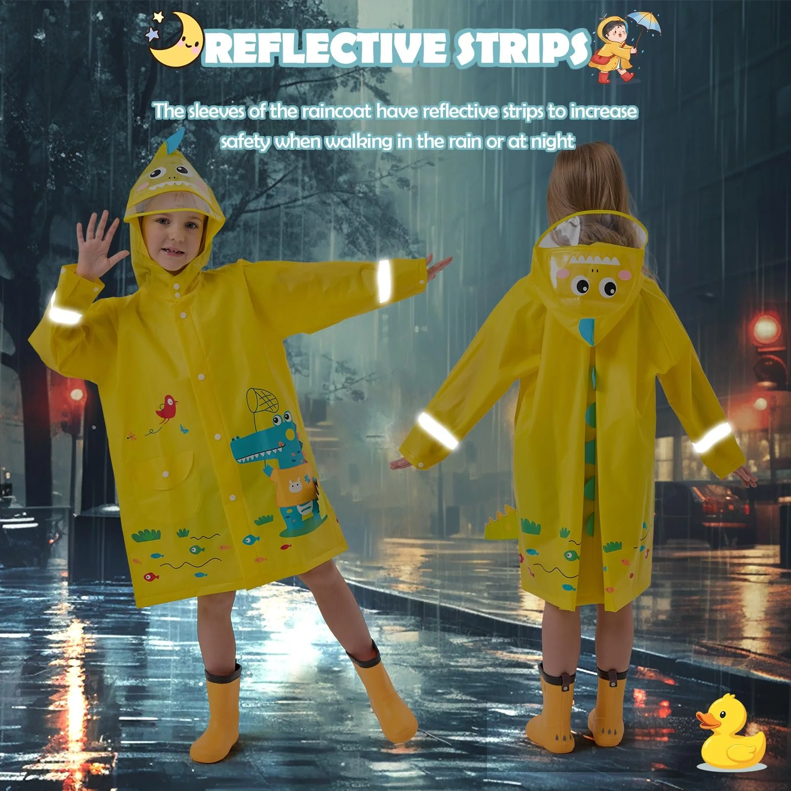 Дощовик Lymaha Легка дитяча дощова куртка Водонепроникний дощовик-пончо з капюшоном і прозорим широким краєм, фото №5