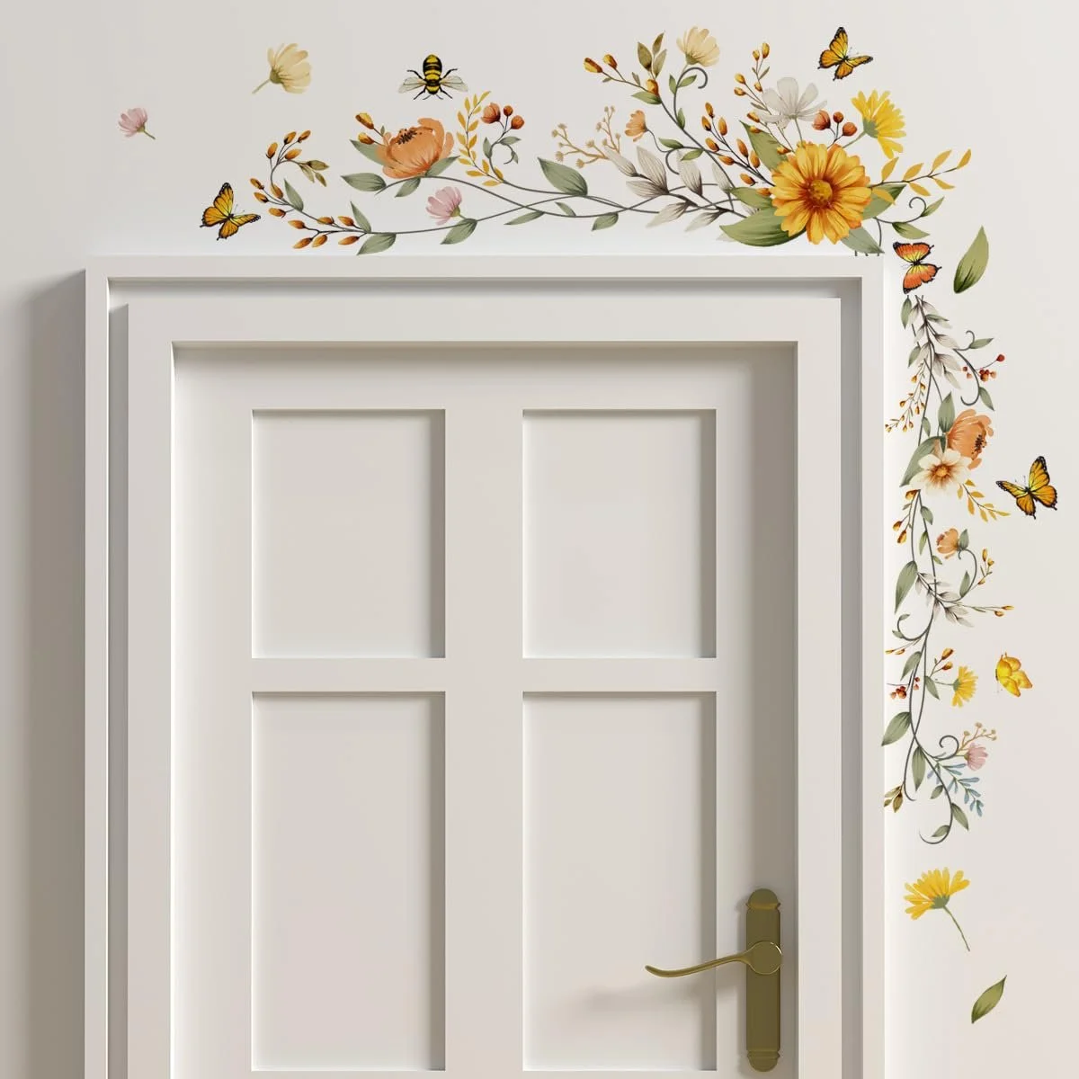 Наклейка на стену COVPAW Цветочная лиана Ромашки Бабочки 30 x 90 см, фото №1