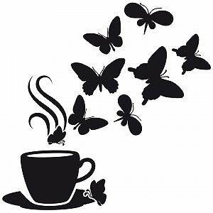 Наклейка на стіну GRAZDesign Coffee Cup with Butterflies Kitchen Self-Adhesive 30 x 30 cm 073 Dark Grey synthetic.ua - Фото 1