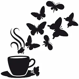 Наклейка на стіну GRAZDesign Coffee Cup with Butterflies Kitchen Self-Adhesive 30 x 30 cm 073 Dark Grey synthetic.ua - Фото 1