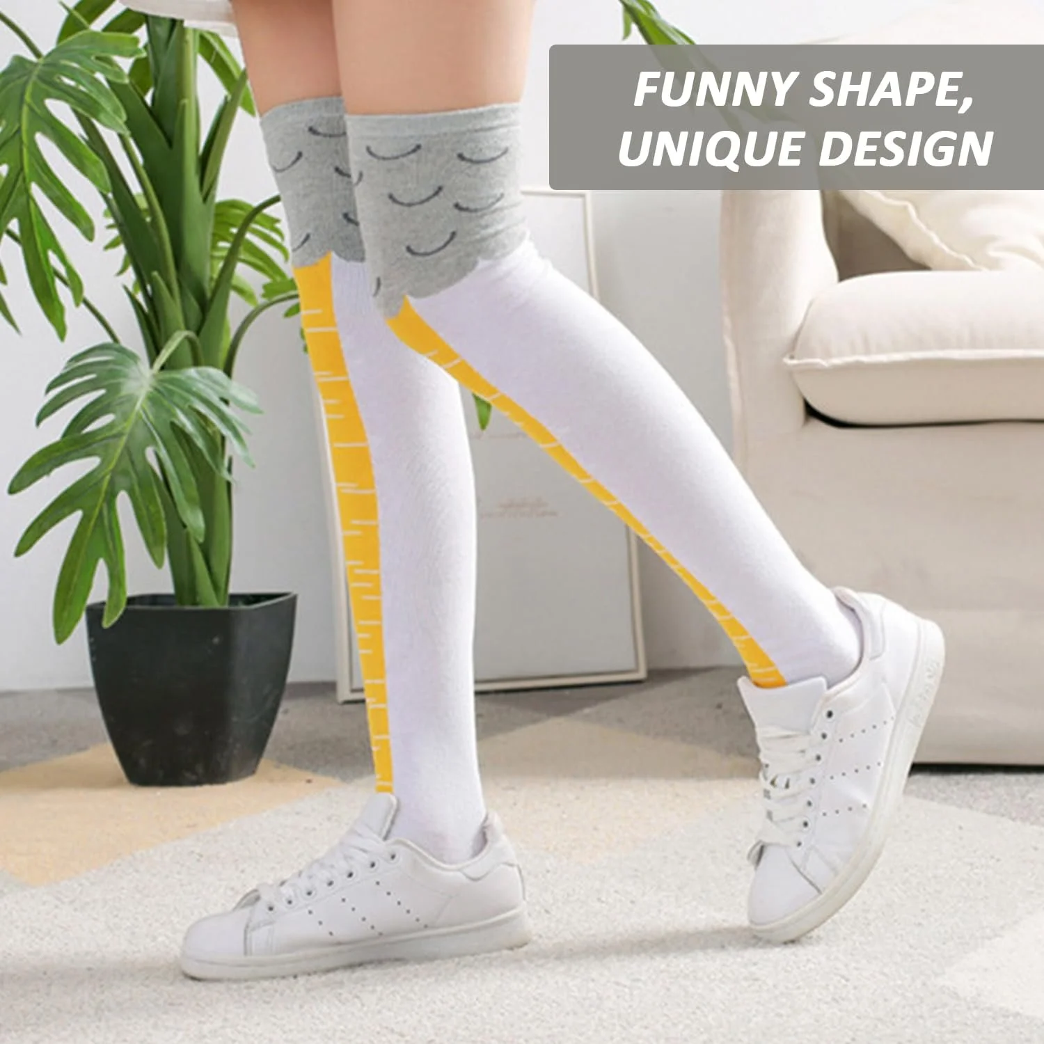 Шкарпетки до стегна Курячі лапки Чорно-білі 2 пари, фото №5 Шкарпетки до стегна Курячі лапки Чорно-білі 2 пари, фото №5