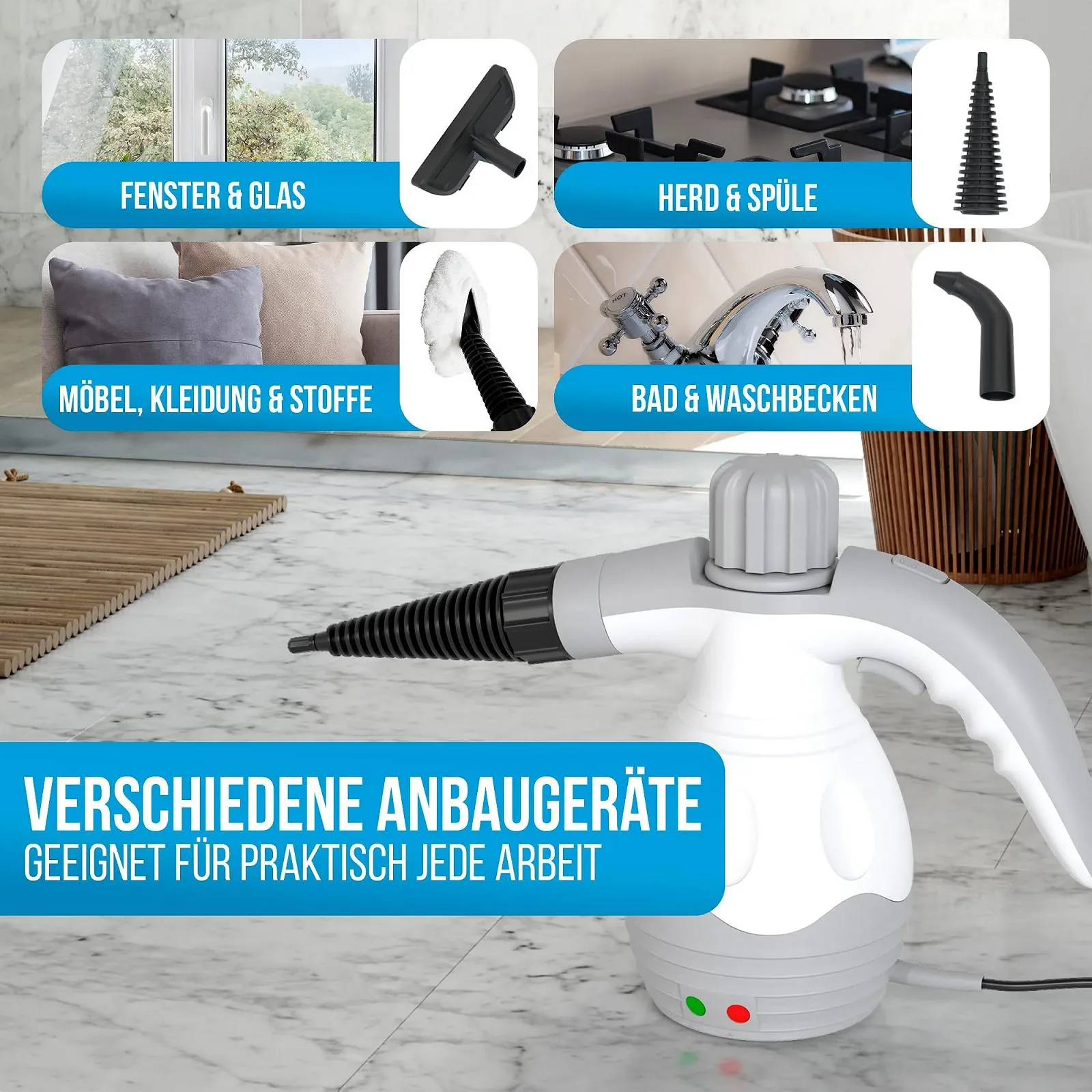 Пароочисник Strex 1200 W 4 бар портативний All-in-One, фото №6