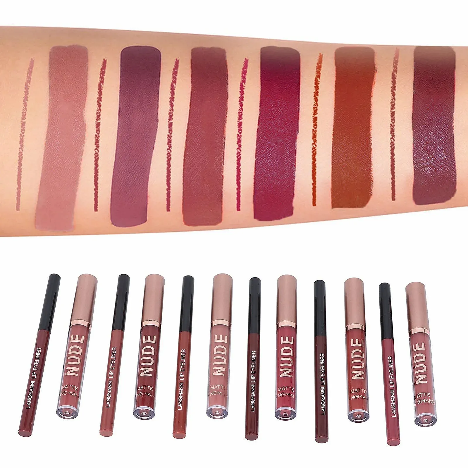 Набір матових блисків та олівців для губ з 12 предметів, фото №7