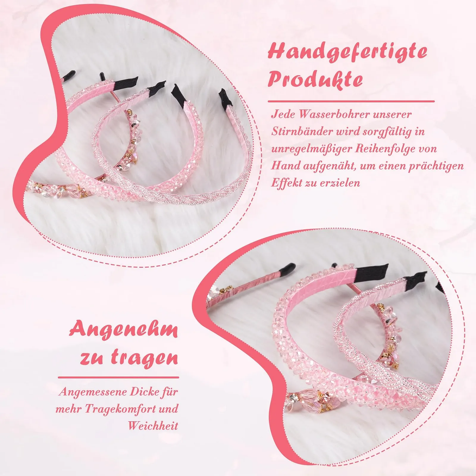 Набор обручей для волос с 3 стразами., фото №3