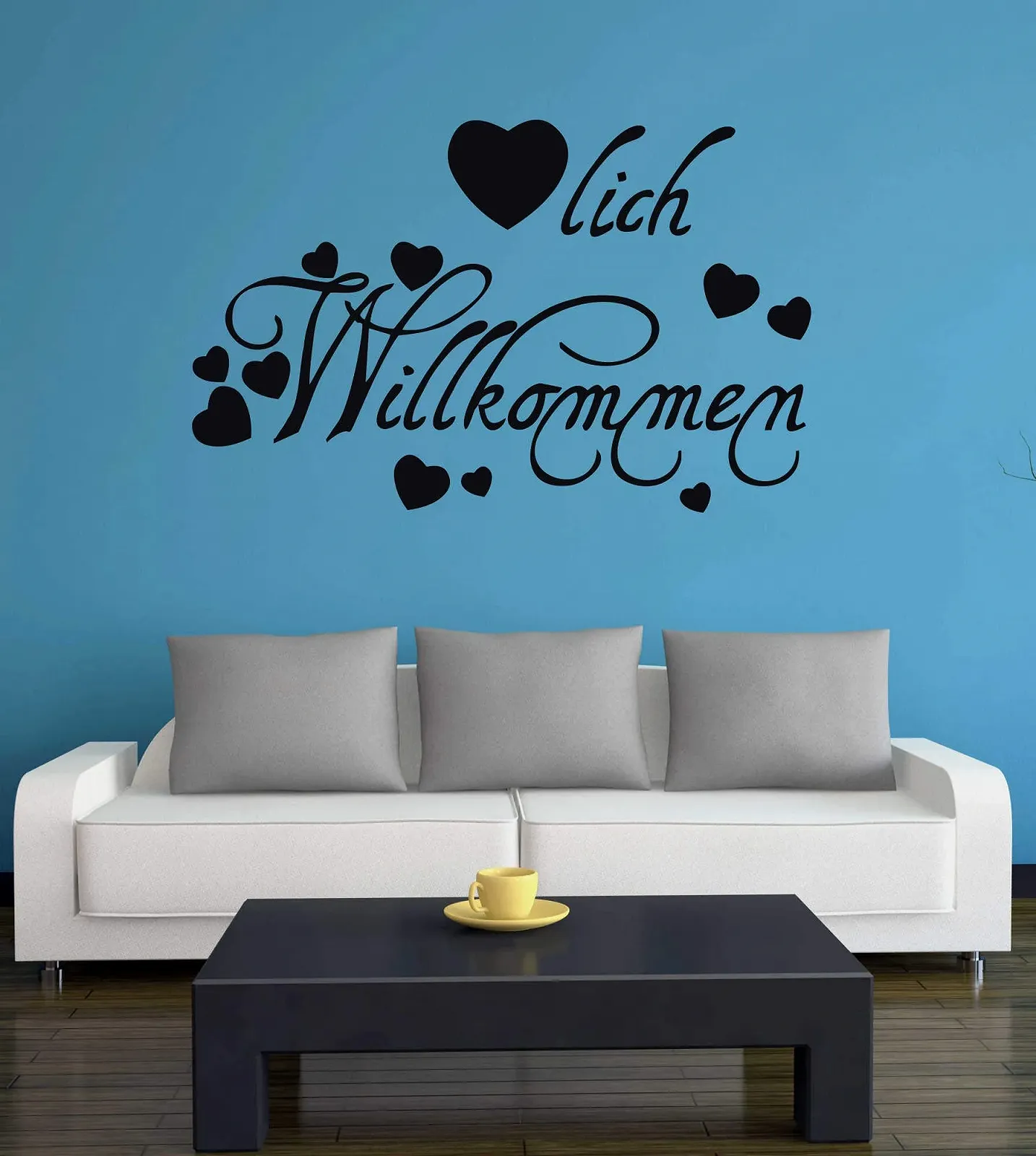 Наклейка на стену A346 Herzlich Willkommen 60 x 38 см черная, фото №2