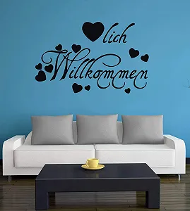 Наклейка на стіну A346 Herzlich Willkommen 60 x 38 см чорна synthetic.ua - Фото 1