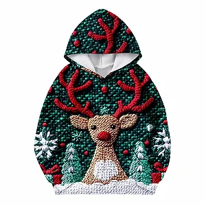 Худі дитяча з різдвяним принтом, Дівчача, з довгими рукавами synthetic.ua - Фото 1