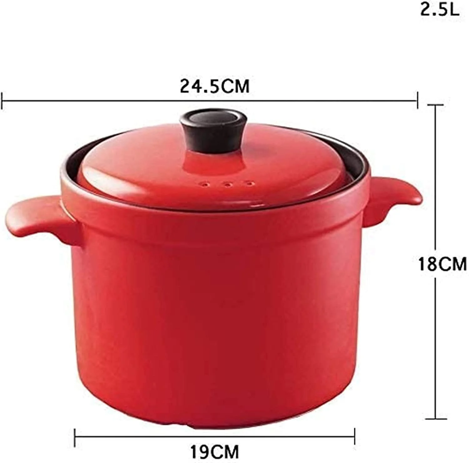 Каструля-жаровня керамічна термостійка з кришкою Червона, фото №2 Каструля-жаровня керамічна термостійка з кришкою Червона, фото №2