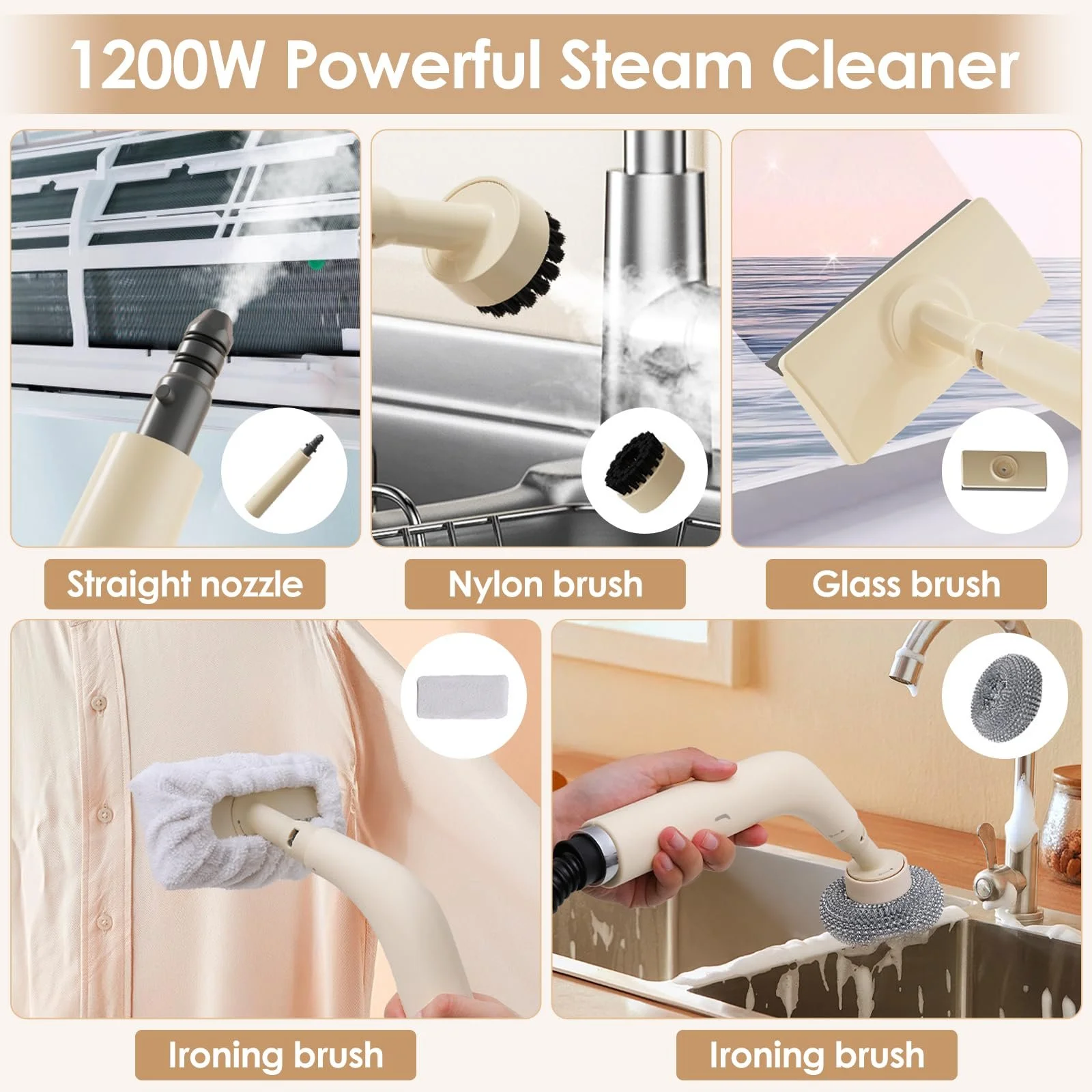 Пароочиститель ручной 1200 Вт 300 мл 3 бар, фото №4