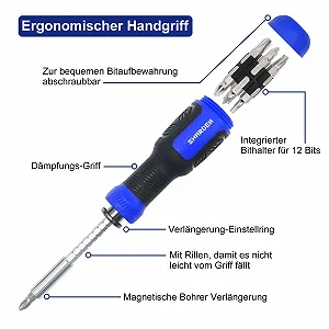 Викрутка-мультитул SHARDEN 13-в-1 магнітна з набором біт synthetic.ua - Фото 1