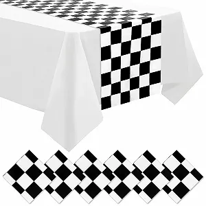 Купити Ранери для столу DEMIUKO Racing Flag одноразові пластикові чорно-білі 35 x 274 см (6 шт. в упаковці) - Фото 1 Ранери для столу DEMIUKO Racing Flag одноразові пластикові чорно-білі 35 x 274 см (6 шт. в упаковці) - Фото 1