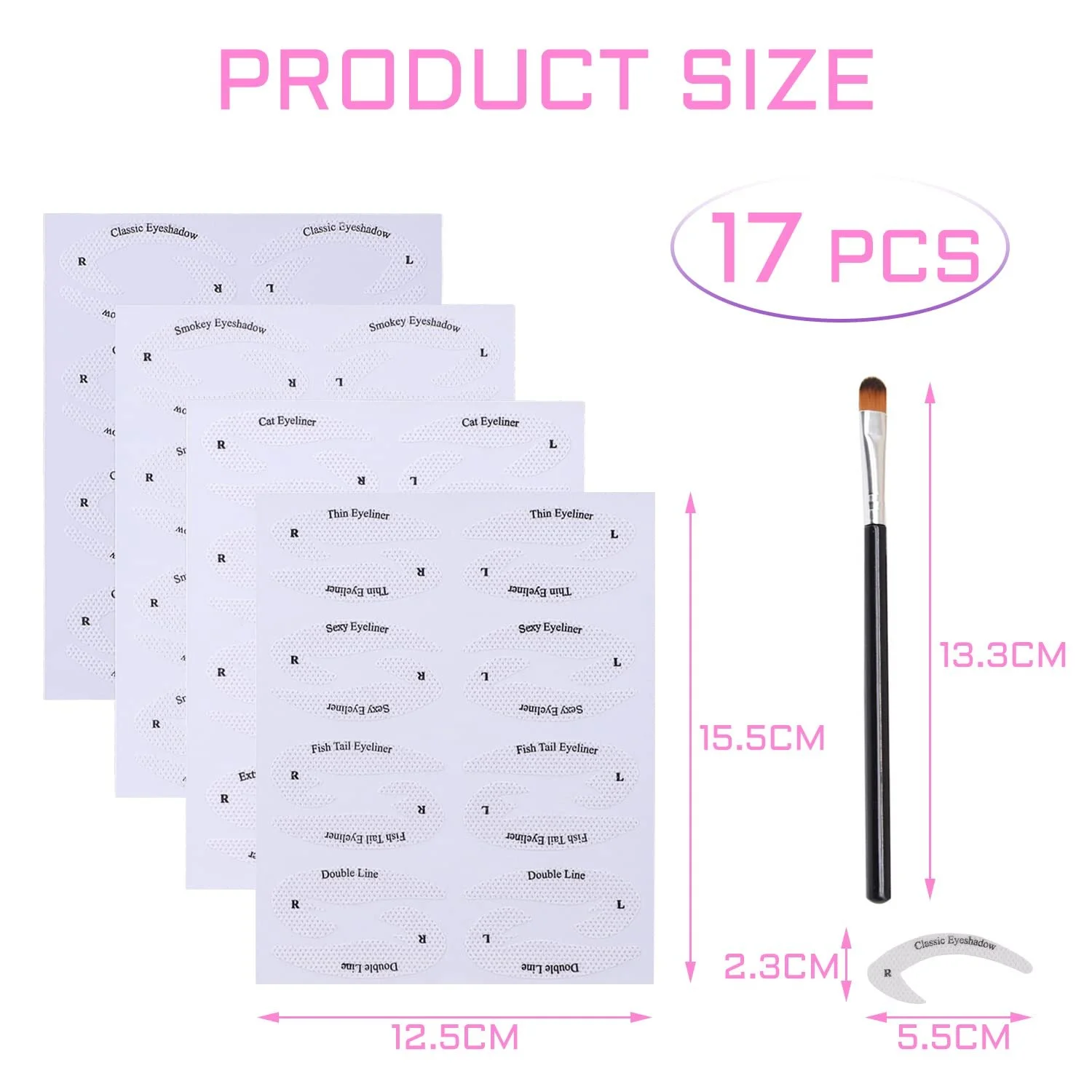Набір Quick 16pcs Eyeliner Eyeshadow Stencils з пензлем Eyeshadow, фото №2 Набір Quick 16pcs Eyeliner Eyeshadow Stencils з пензлем Eyeshadow, фото №2
