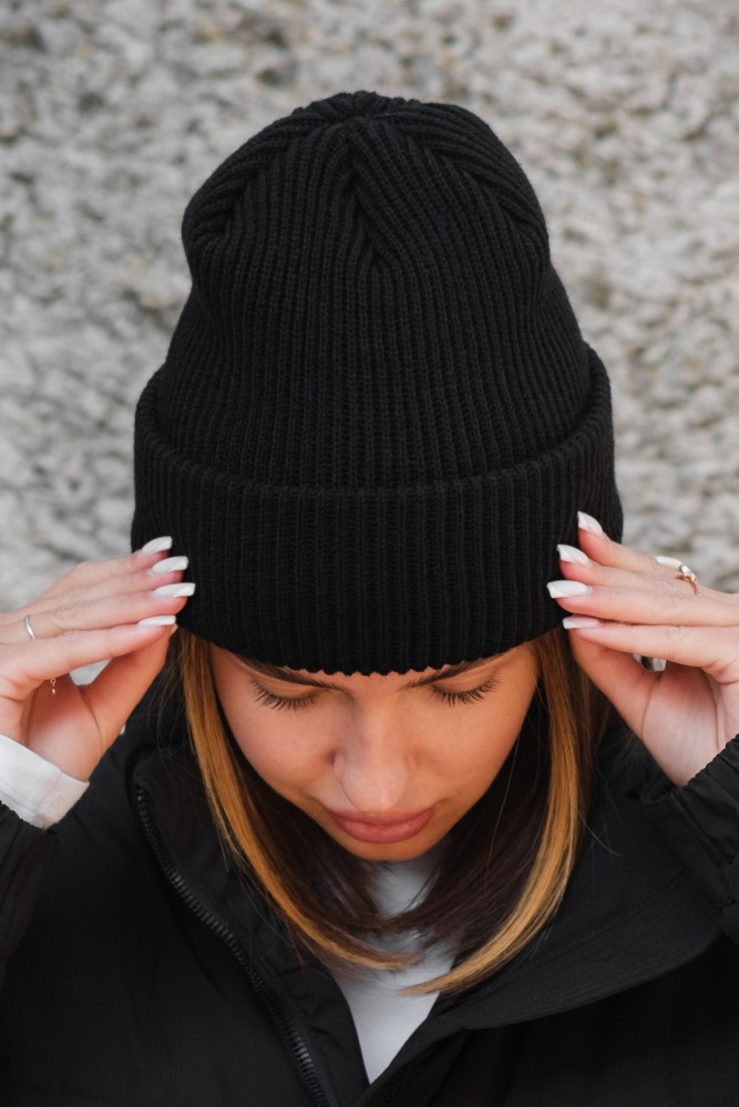 Подовжена трикотажна шапка біні докер Without dominic black, фото №7 Подовжена трикотажна шапка біні докер Without dominic black, фото №7