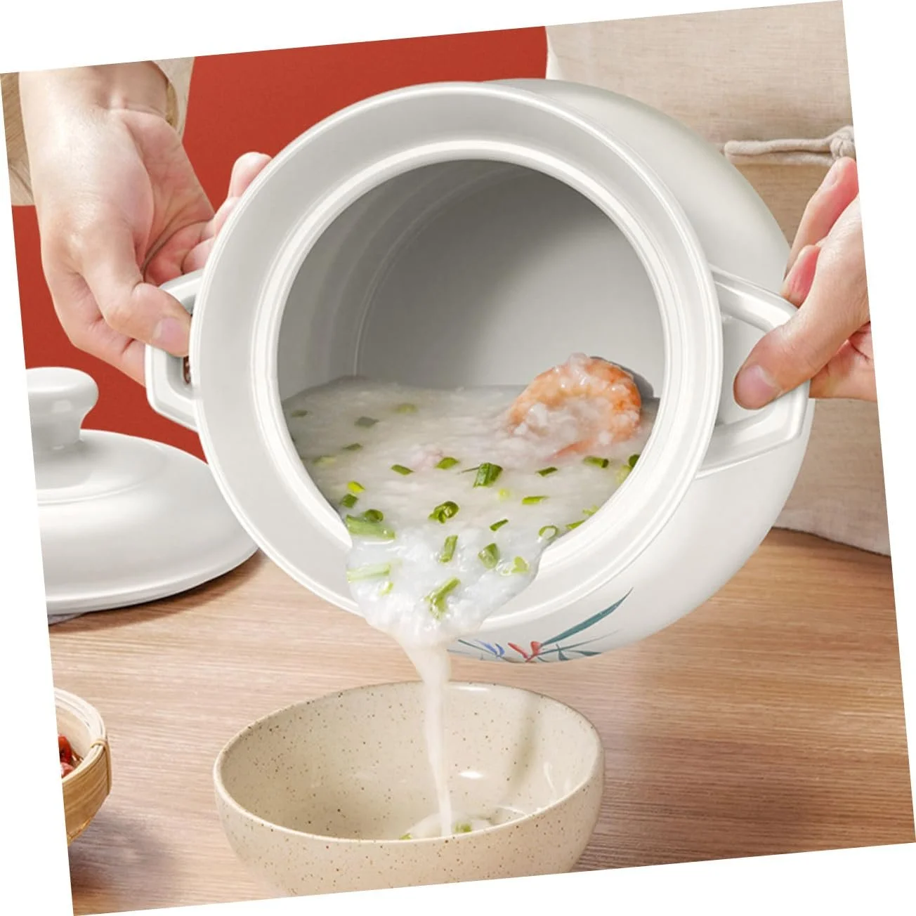 Кастрюля для супа VALICLUD керамическая термостойкая глиняная, фото №5