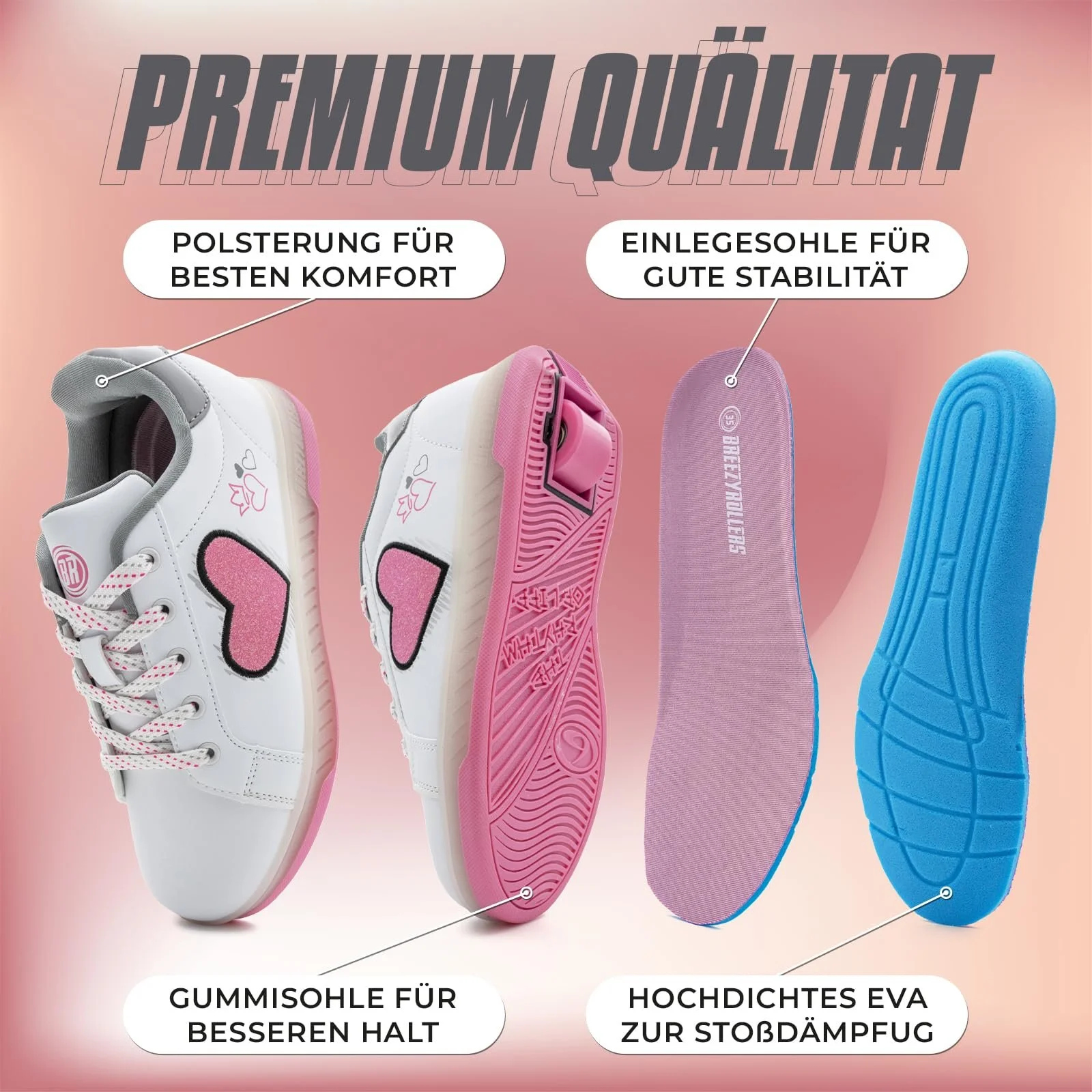 Роликові кросівки Breezy з LED колесами для дітей, LED з колесами, фото №5 Роликові кросівки Breezy з LED колесами для дітей, LED з колесами, фото №5