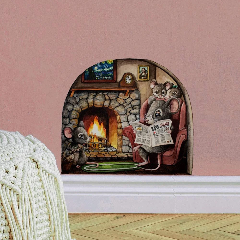 Наклейка на стіну ilka parey wandtattoo-welt Mouse Family on Fireplace Мишача родина біля каміна, фото №7 Наклейка на стіну ilka parey wandtattoo-welt Mouse Family on Fireplace Мишача родина біля каміна, фото №7