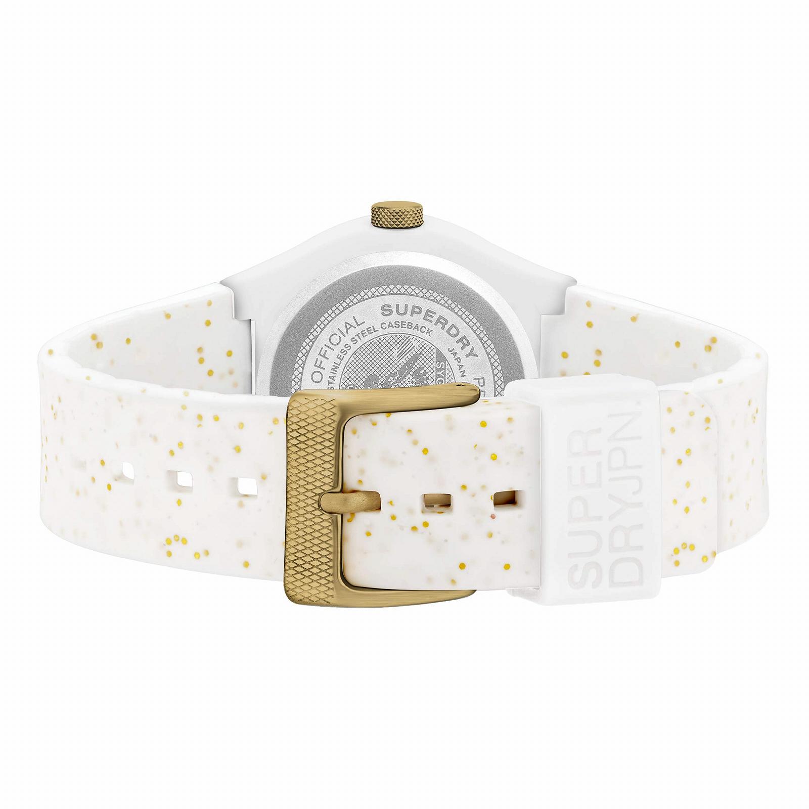 Женские аналоговые кварцевые часы Superdry SYL273W с силиконовым ремешком, белый ремешок, фото №3