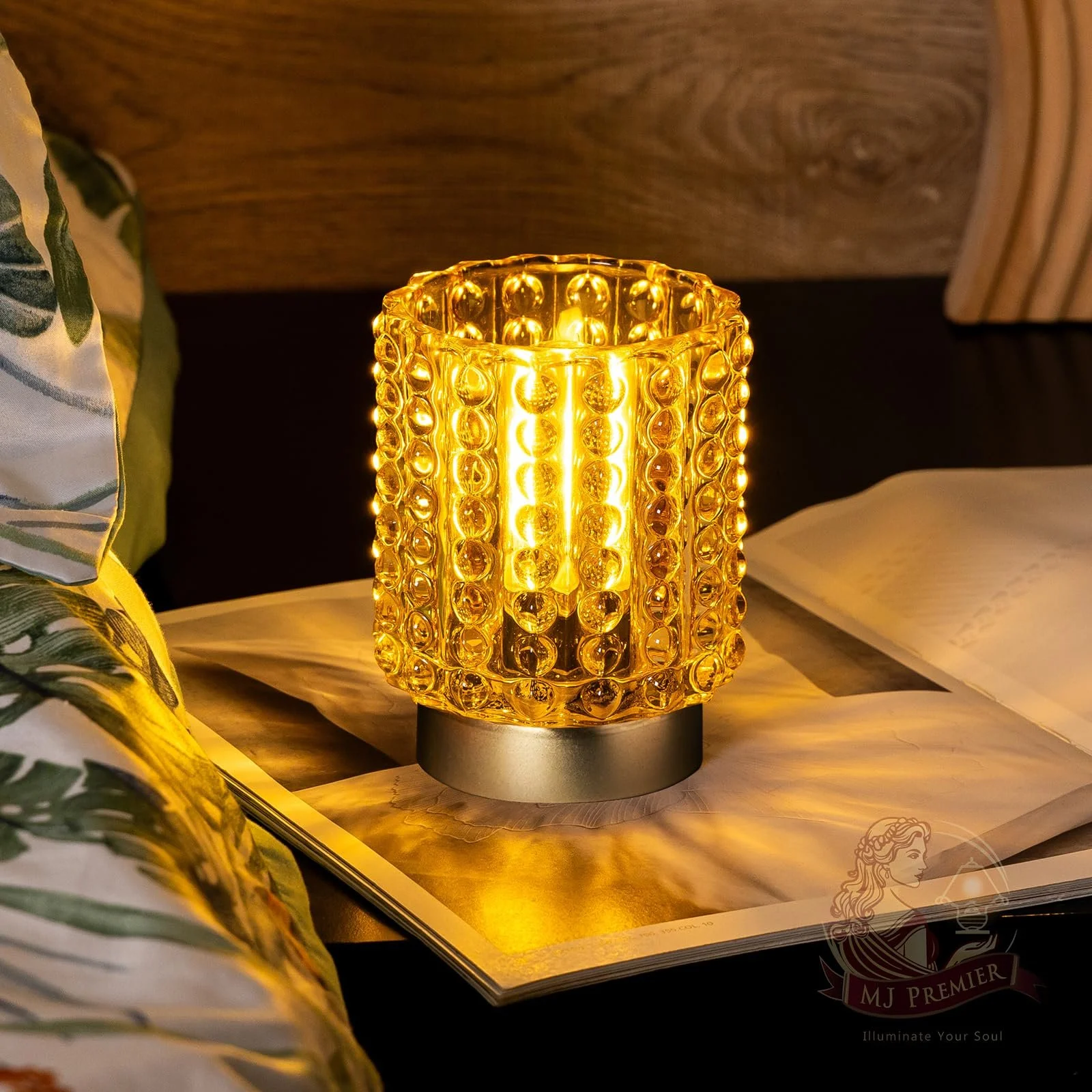 Настольная лампа MJ PREMIER хрустальная беспроводная желтая, фото №2