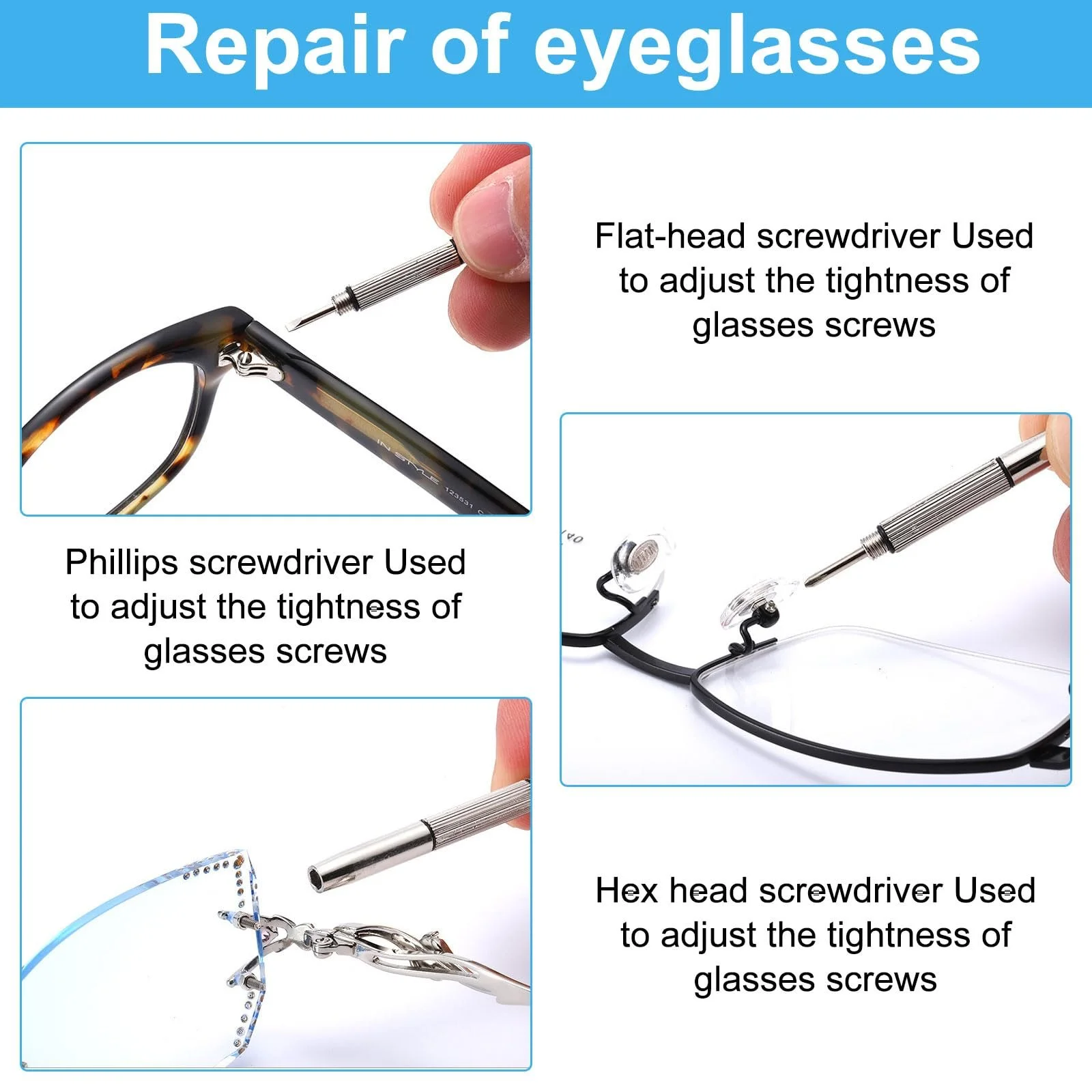 Набір Викрутка Міні 3-в-1 Скло Нержавіюча сталь, фото №3