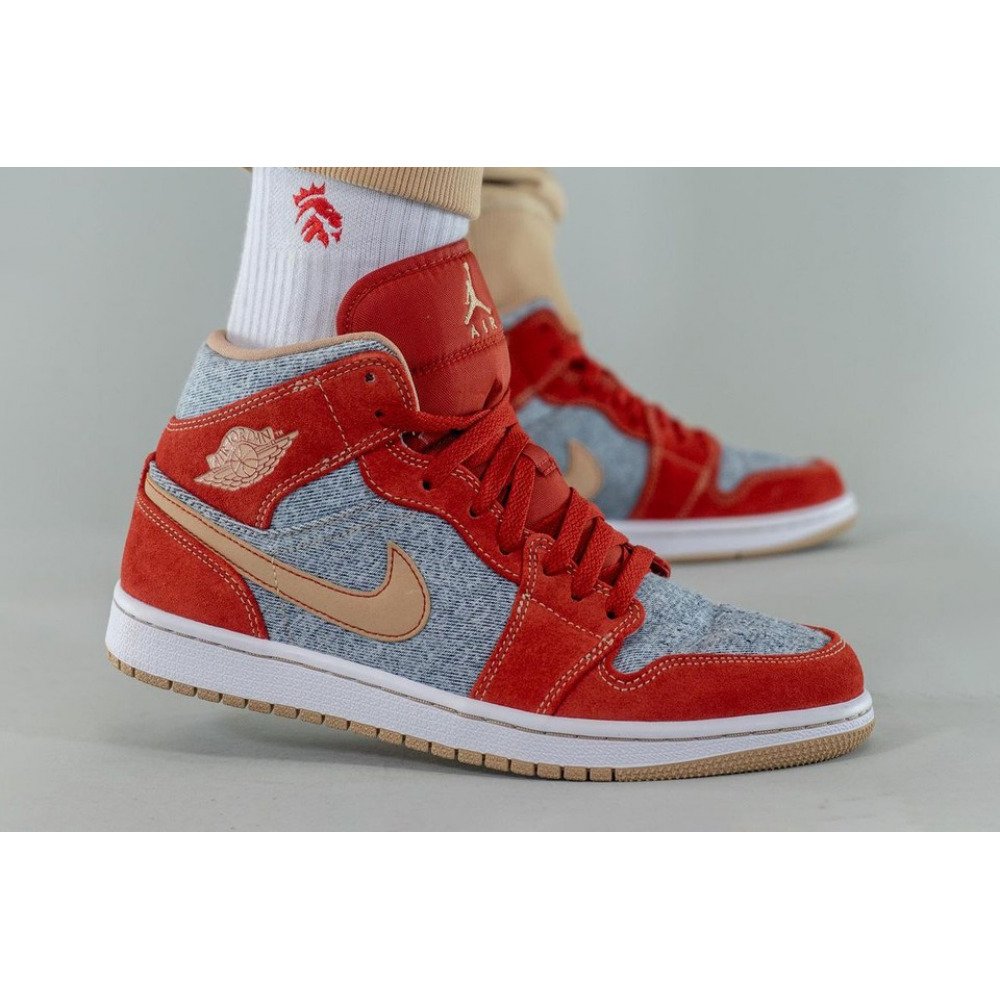 Кросівки Nike Air Jordan 1 Mid Denim Red 47, фото №7