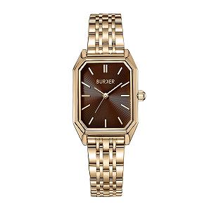 Женские часы BURKER Isabell Прямоугольные Браслет со звеньями Нержавеющая сталь Аналоговые Кварцевые 3 ATM Водонепроницаемые - 28 мм - Золотой Коричневый - Фото 1