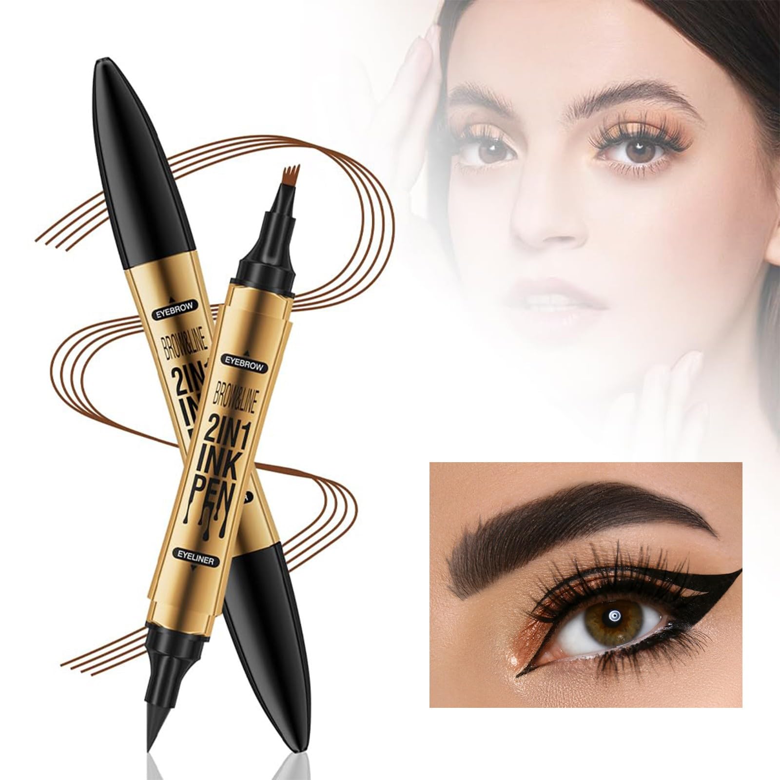 Олівець для брів Bart Waterproof 20243D Водостійкий з 4-ма кінчиками 1 мл + 1 мл Чорний Один розмір, фото №2