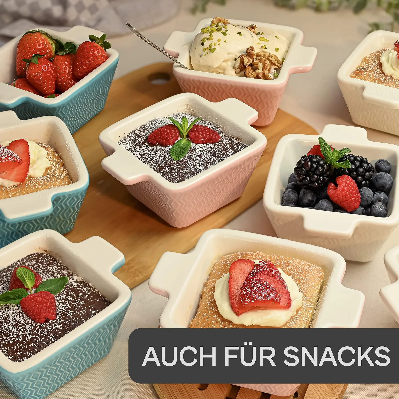 Формы для суфле Praknu набор из 4 шт керамические розовые 280 мл квадратные, фото №8