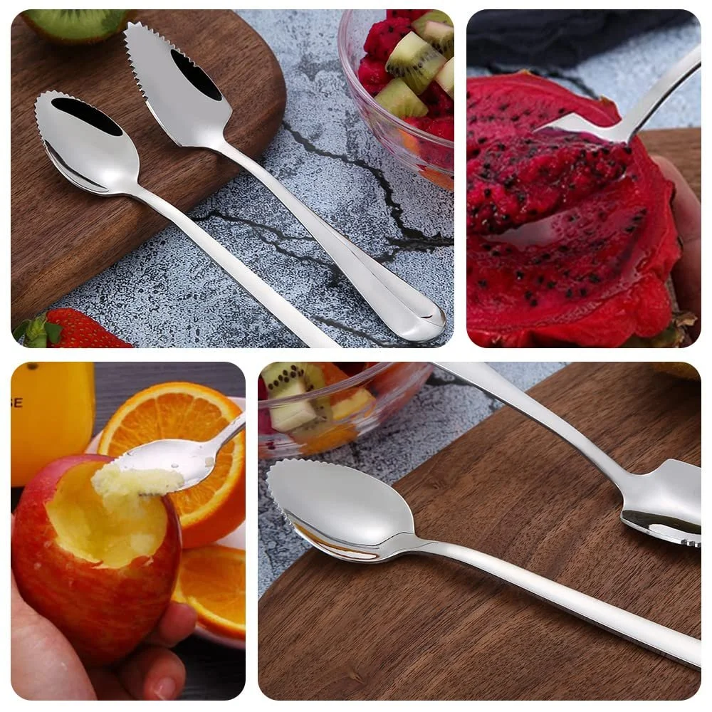 Ложка для грейпфрута з зубчастим краєм з нержавіючої сталі, набір 3 шт., фото №7