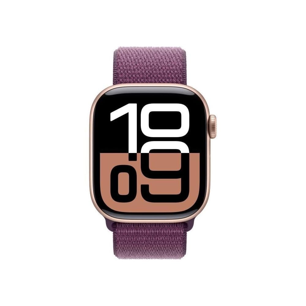 Смарт-часы Apple Series 10 (GPS 42 мм) Алюминиевый корпус Розовое золото Спортивный ремешок Слива (One Size), фото №2
