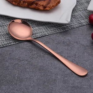 Ложка для супу Berglander Rose Gold з нержавіючої сталі, мідний колір, кругла, набір 6 штук synthetic.ua - Фото 1