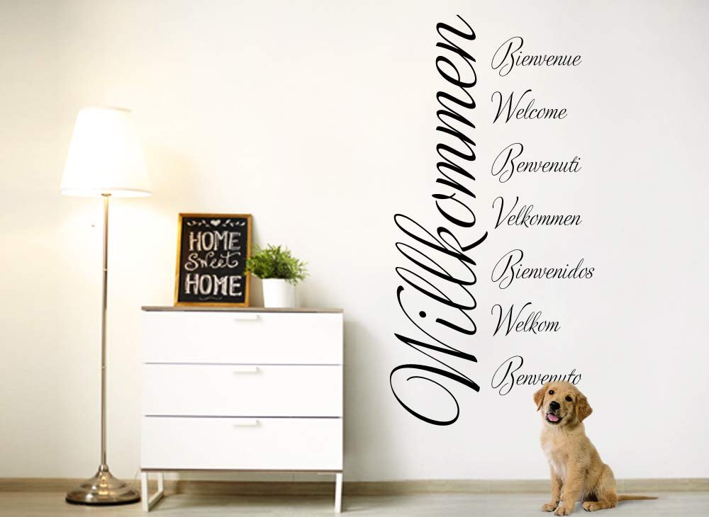 Наклейка на стіну Grandora W3014 Welcome 8 мов чорна 58 x 117 см, фото №4