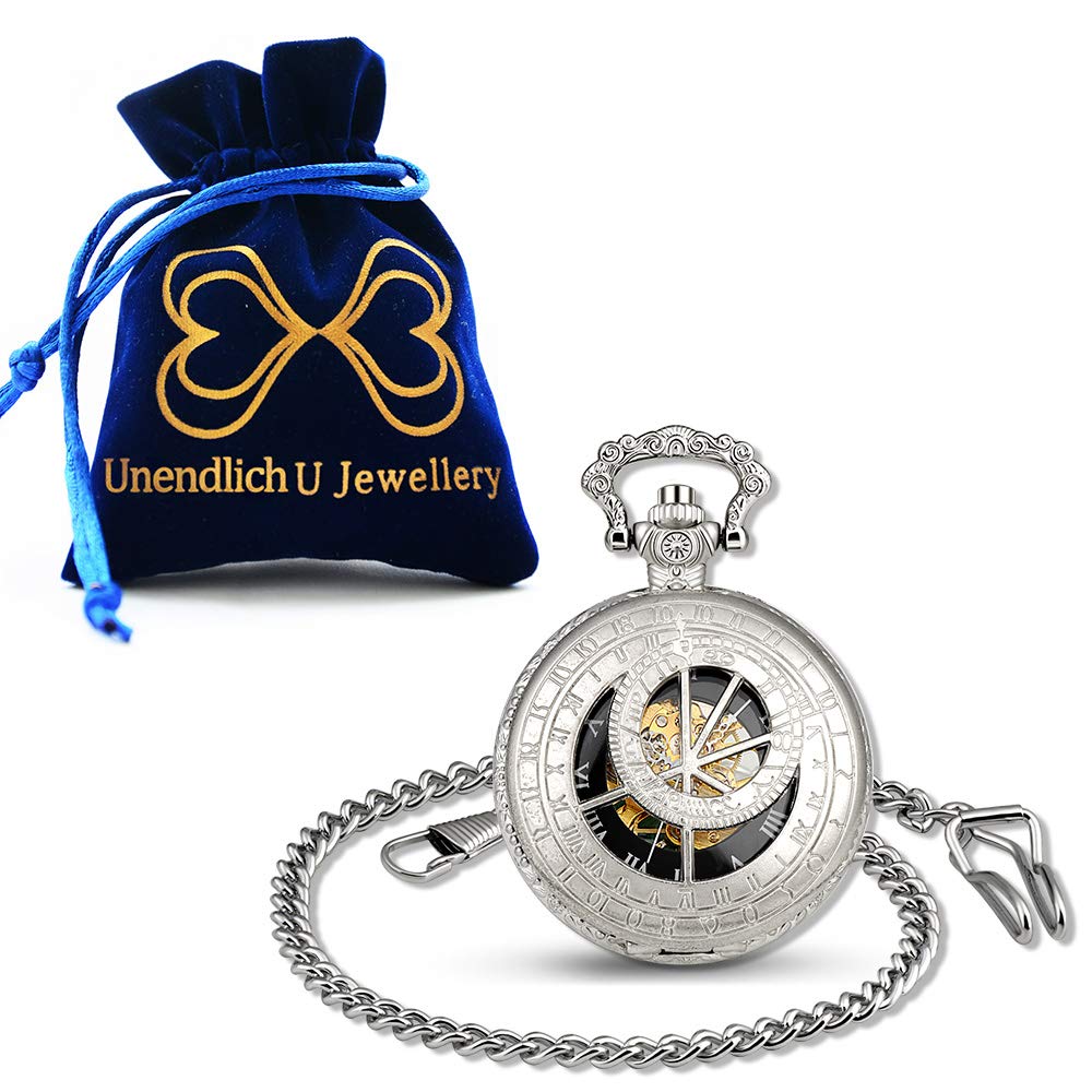 Годинник Unendlich U 12 Constellations Zodiac Sign Чоловічий Унісекс Аналоговий Класичний Кишеньковий Годинник з Ланцюжком для Намиста Ретро Римські Цифри Механічний Годинник з Ручним Заводом, фото №7