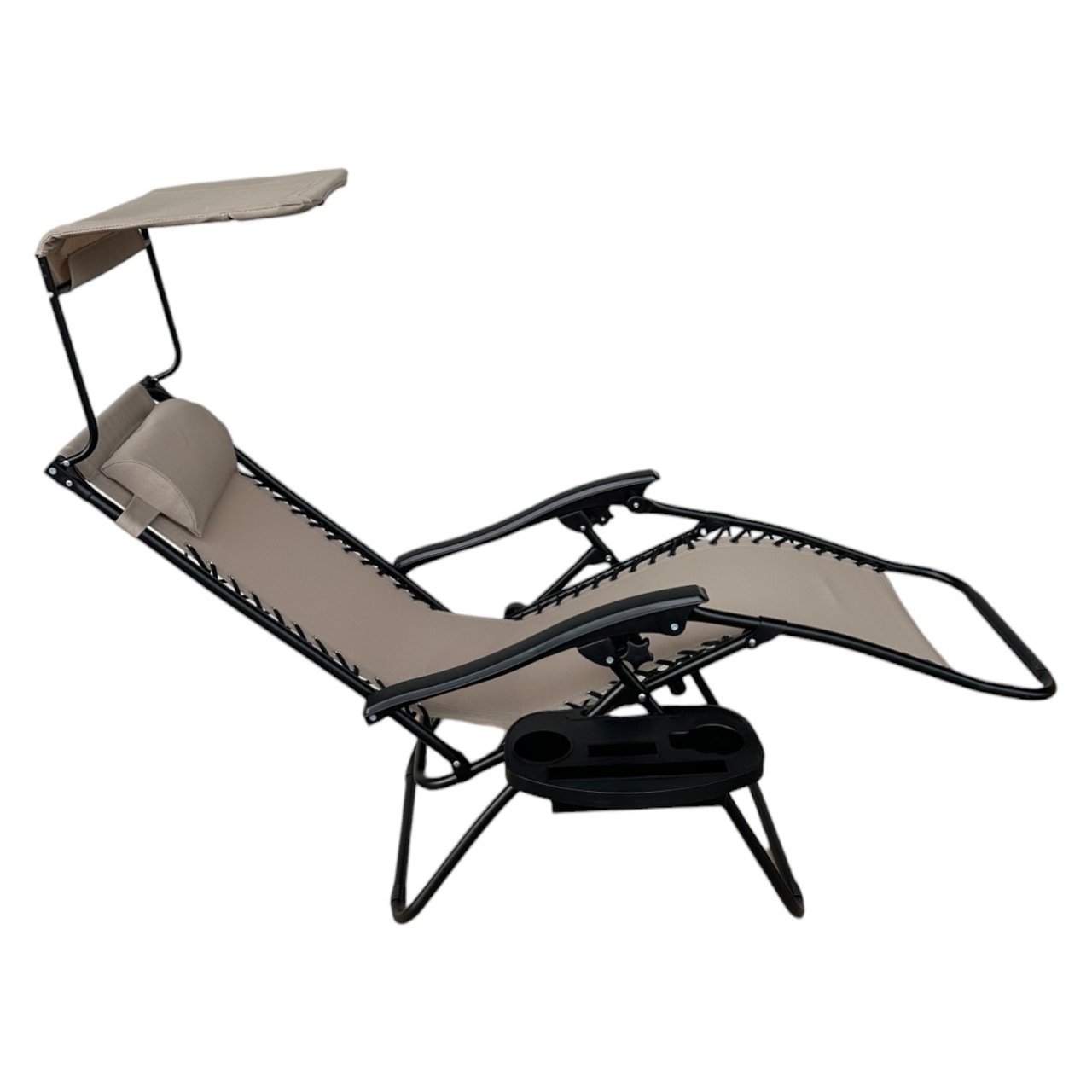Раскладное кресло шезлонг Zero Gravity LEOBRO с козырьком Бежевое, фото №3