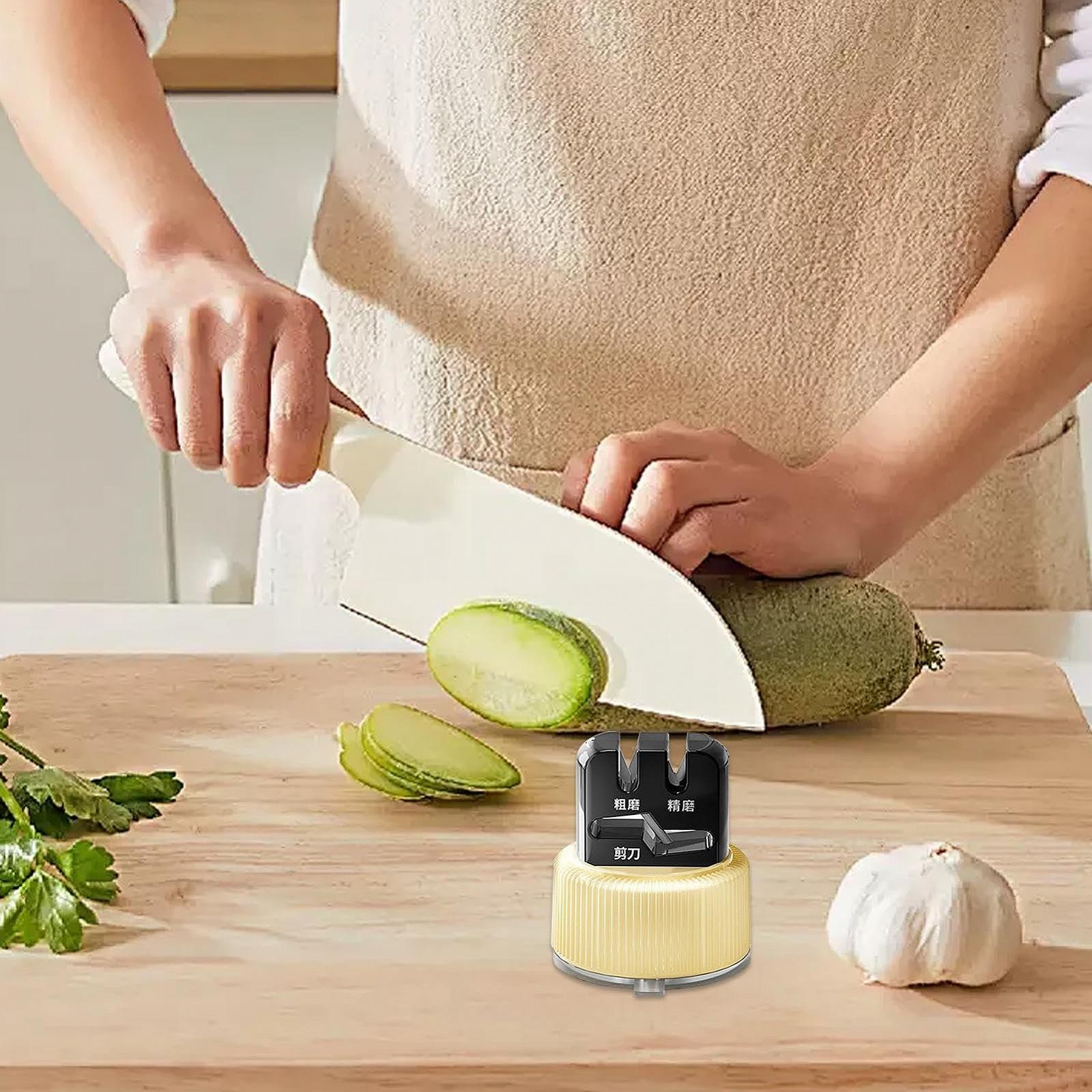 Точилка для кухонных ножей и ножниц ручная с вакуумным основанием Черная, фото №2